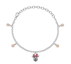 Sølv armbånd med Minnie Mouse og perler
