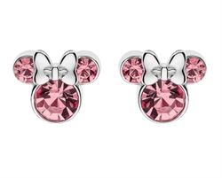 Minnie Mouse øreringe med rosa farvet sten