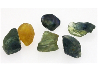 Safir krystaller blå, grøn, gul og orange